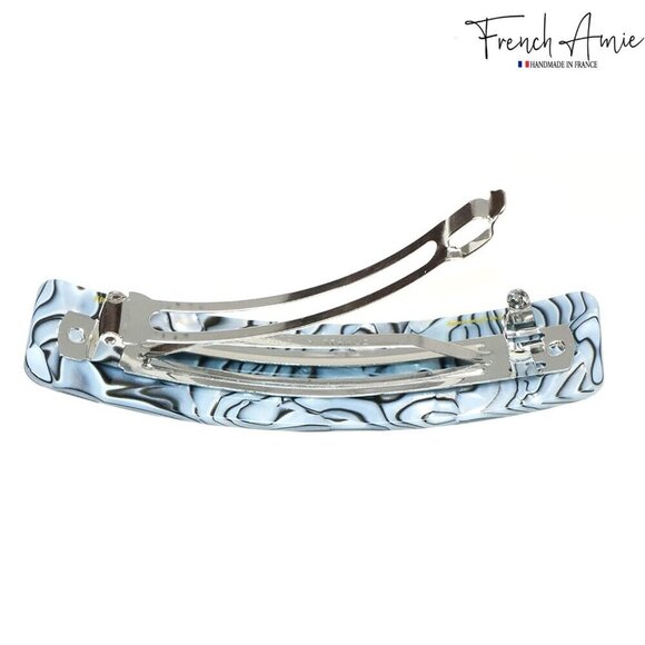 Long Rectangle Hair Clip Gray Magma Handmade Celluloid Automatic Style main image 6